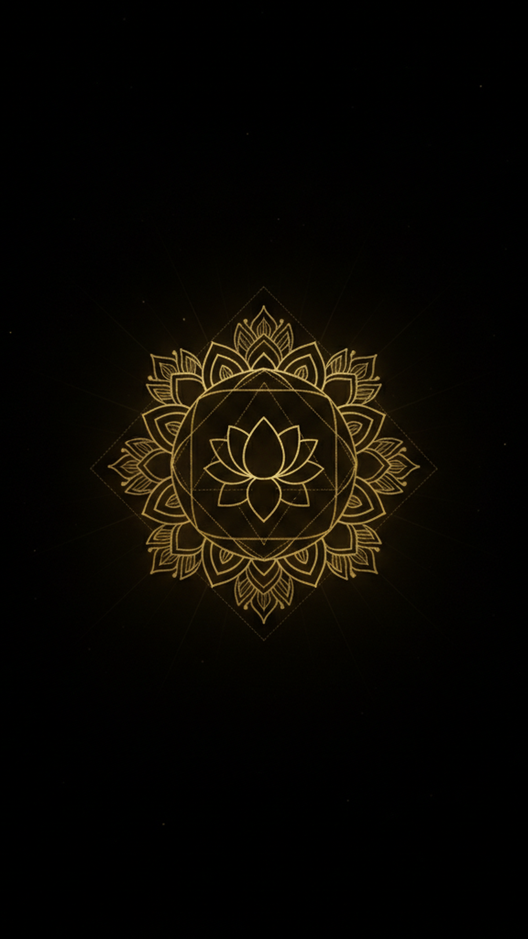 ParamJyotishi app splash screen — a glowing gold kundli mandala on an obsidian cosmic background