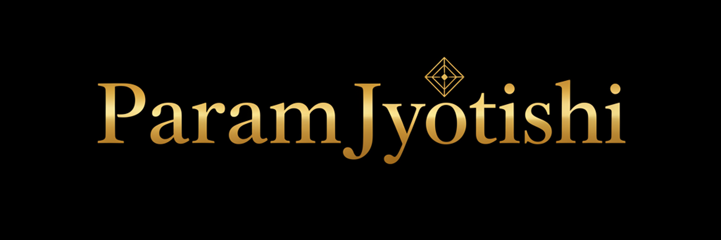 ParamJyotishi wordmark in gold serif type